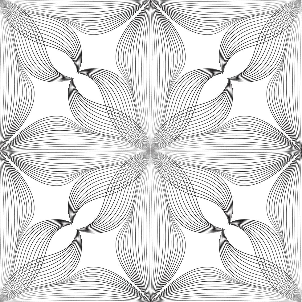 modello lineare floreale senza cuciture astratto. ornamento di linea araba con forme di fiori. motivo floreale a piastrelle orientali con linee nere. ornamento asiatico. vortice geometrica doodle texture vettore