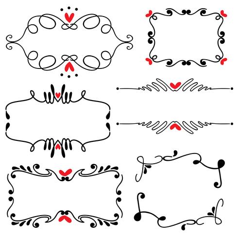 Illustrazione disegnata a mano di vettore di arte di nozze del confine della linea disegnata a mano