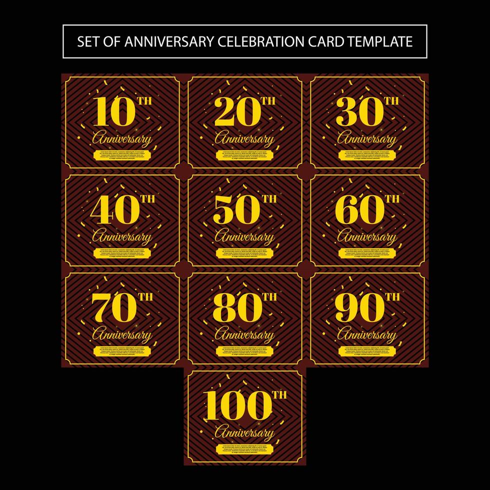 set di modelli di biglietti per la celebrazione dell'anniversario vettore