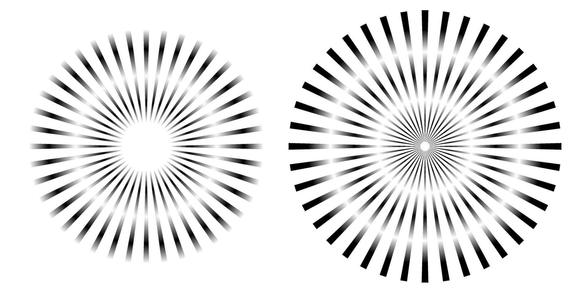 raggi, elemento di travi. sunburst, forma starburst su bianco. geometrico circolare. forma geometrica circolare astratta. illustrazione - vettore