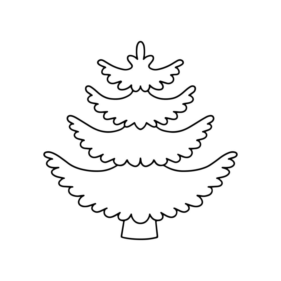 albero di Natale di contorno. illustrazione vettoriale