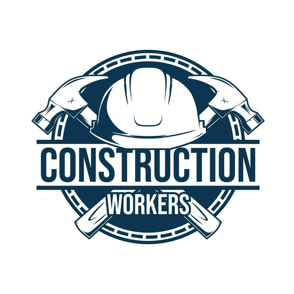 costruzione lavoratori logo design modello vettore