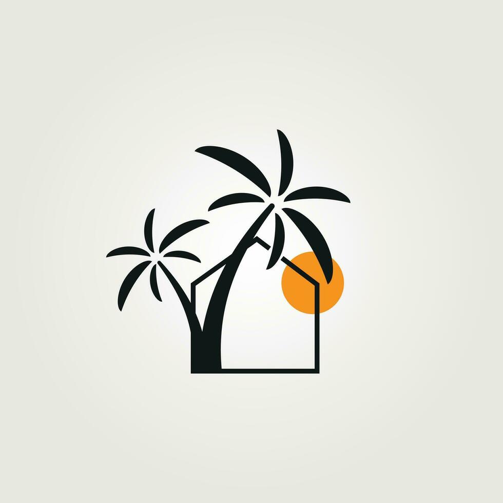 palma Casa logo vettore Vintage ▾ illustrazione design e icona