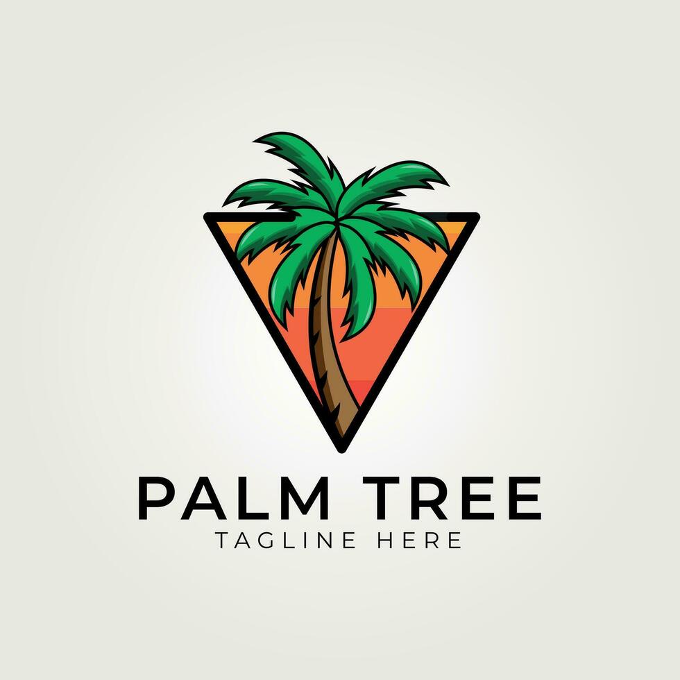 palma albero emblema logo vettore Vintage ▾ illustrazione disegno, all'aperto attività
