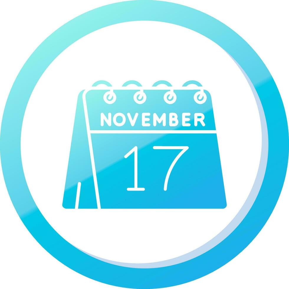 17 ° di novembre solido blu pendenza icona vettore