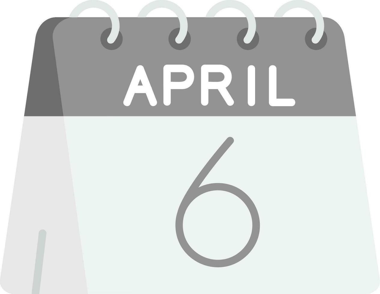 6 ° di aprile grigio scala icona vettore