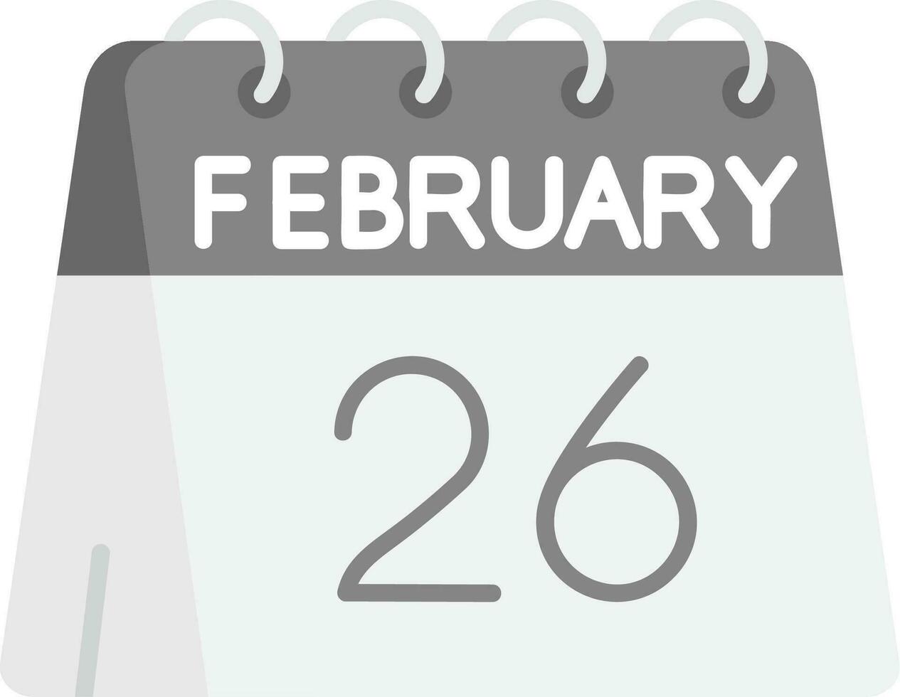 26th di febbraio grigio scala icona vettore