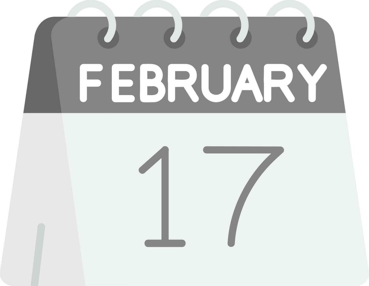 17 ° di febbraio grigio scala icona vettore