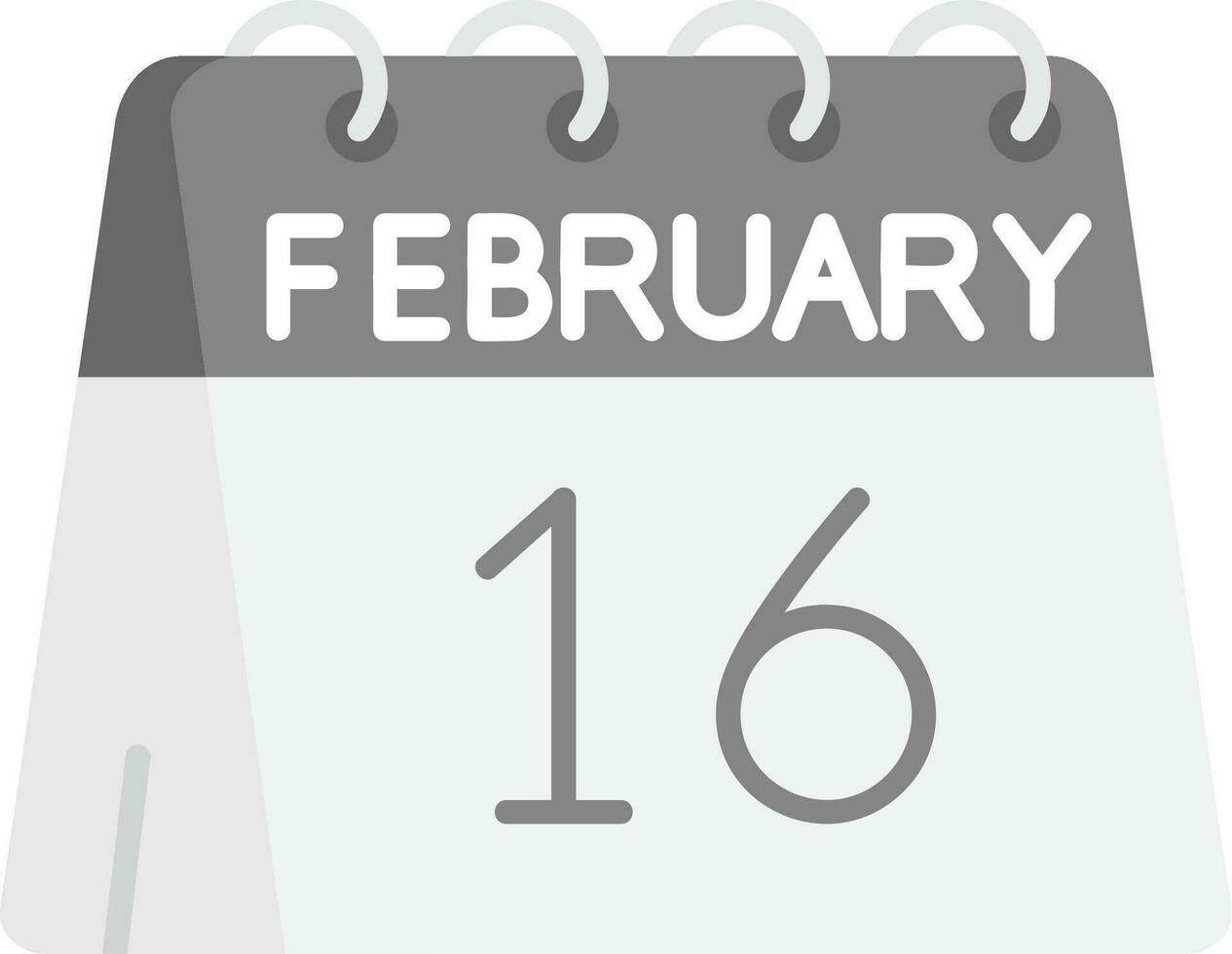 16 ° di febbraio grigio scala icona vettore