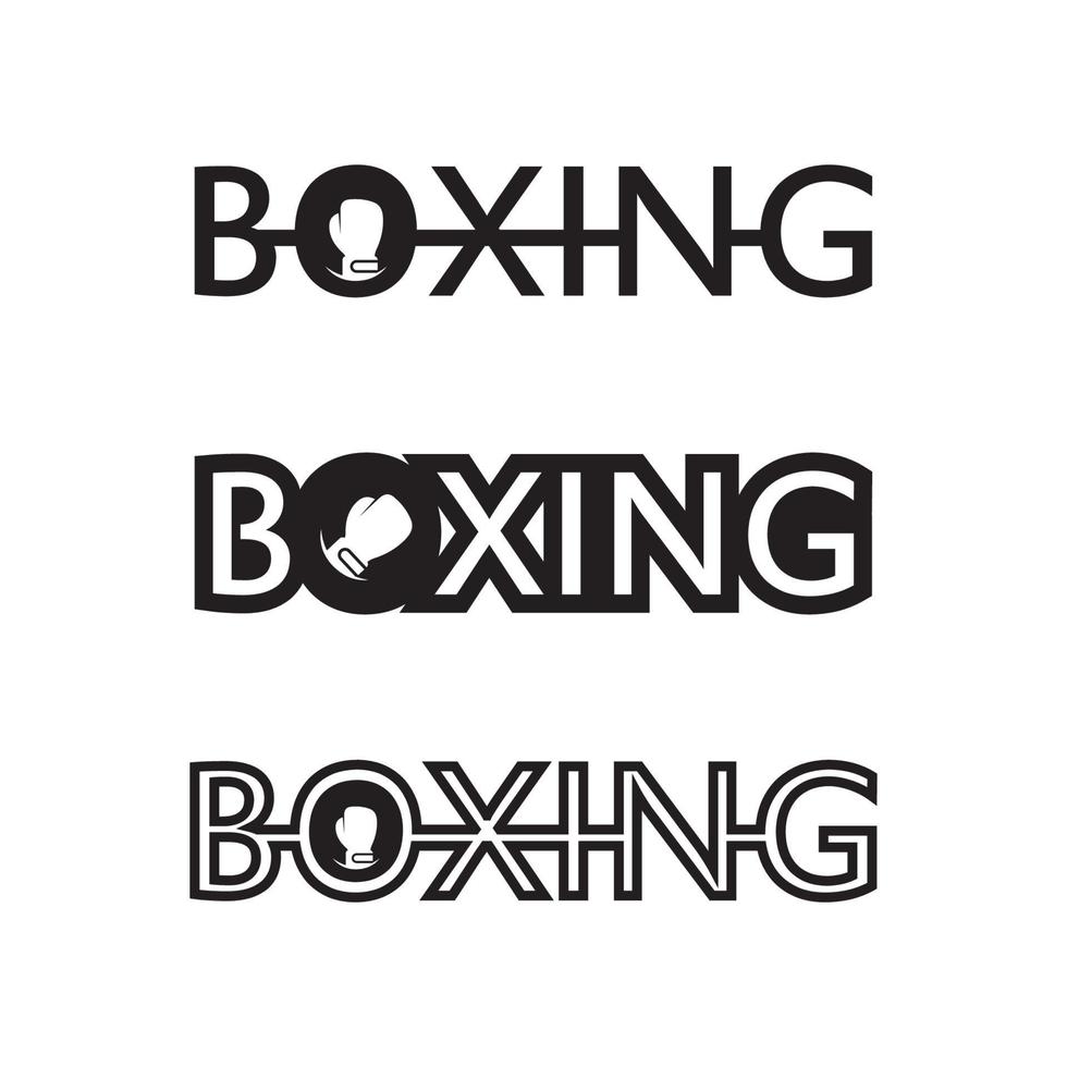 set di icone di boxe e simbolo dell'illustrazione del design sportivo del pugile del combattente vettore