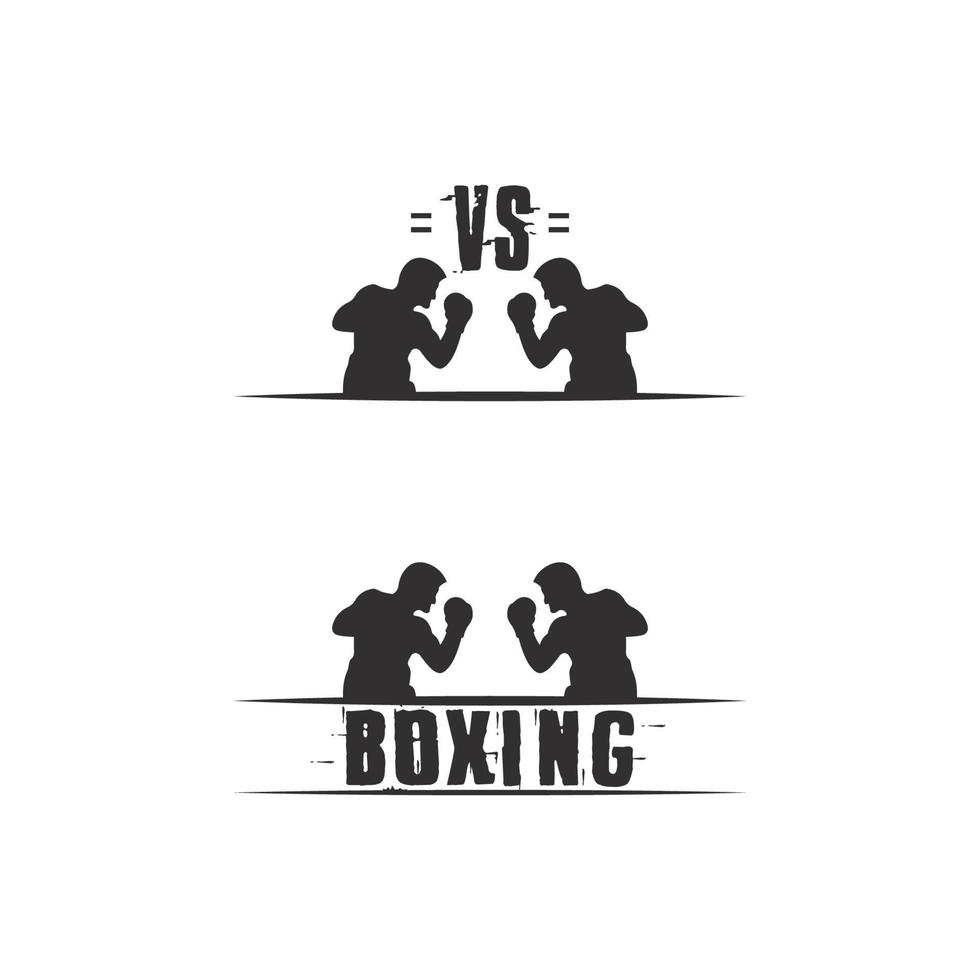 set di icone di boxe e simbolo dell'illustrazione del design sportivo del pugile del combattente vettore