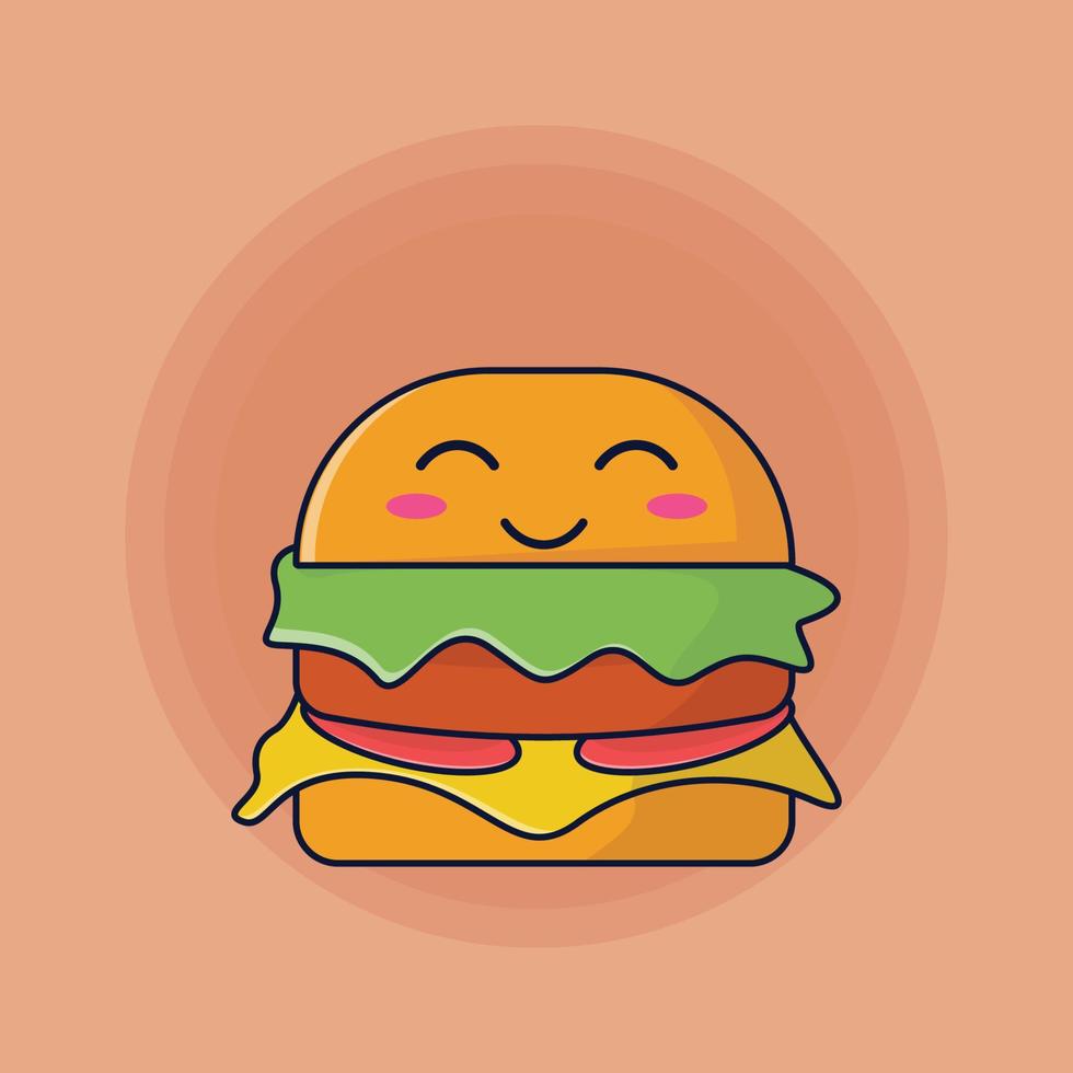 simpatico personaggio hamburger illustrazione vettoriale