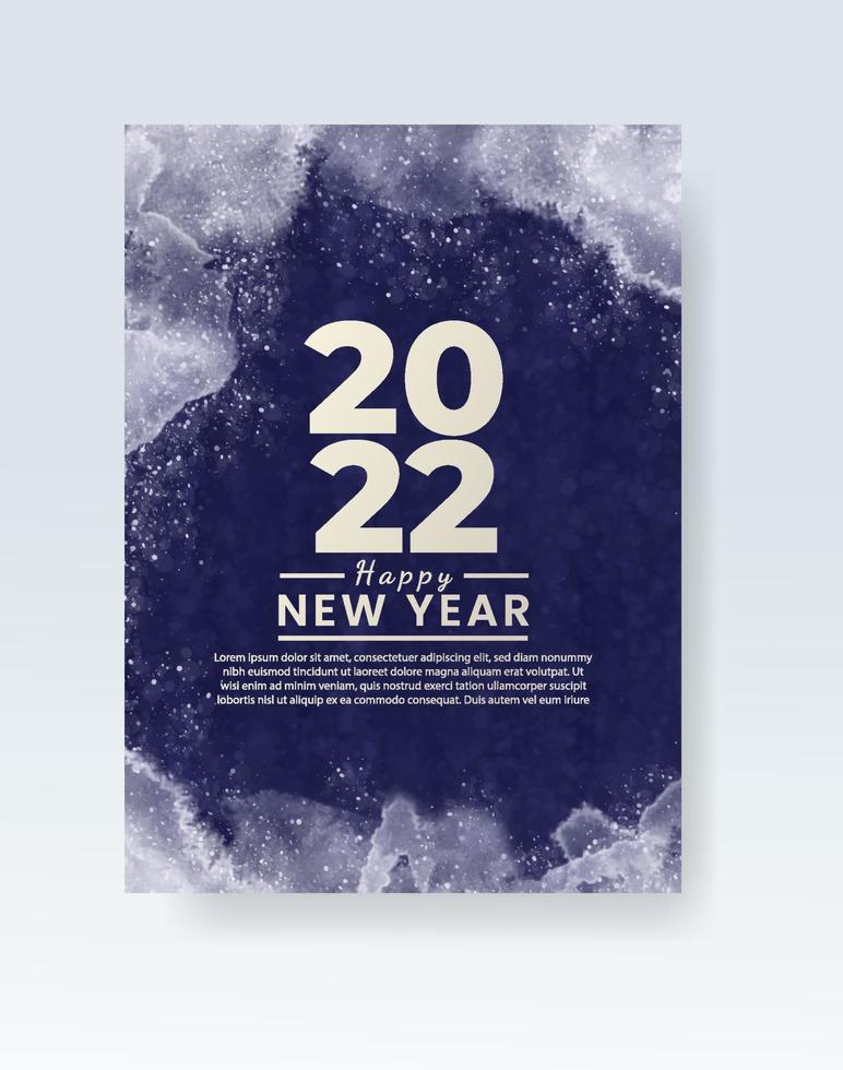 felice anno nuovo 2022 poster o modello di carta con schizzi di lavaggio ad acquerello vettore