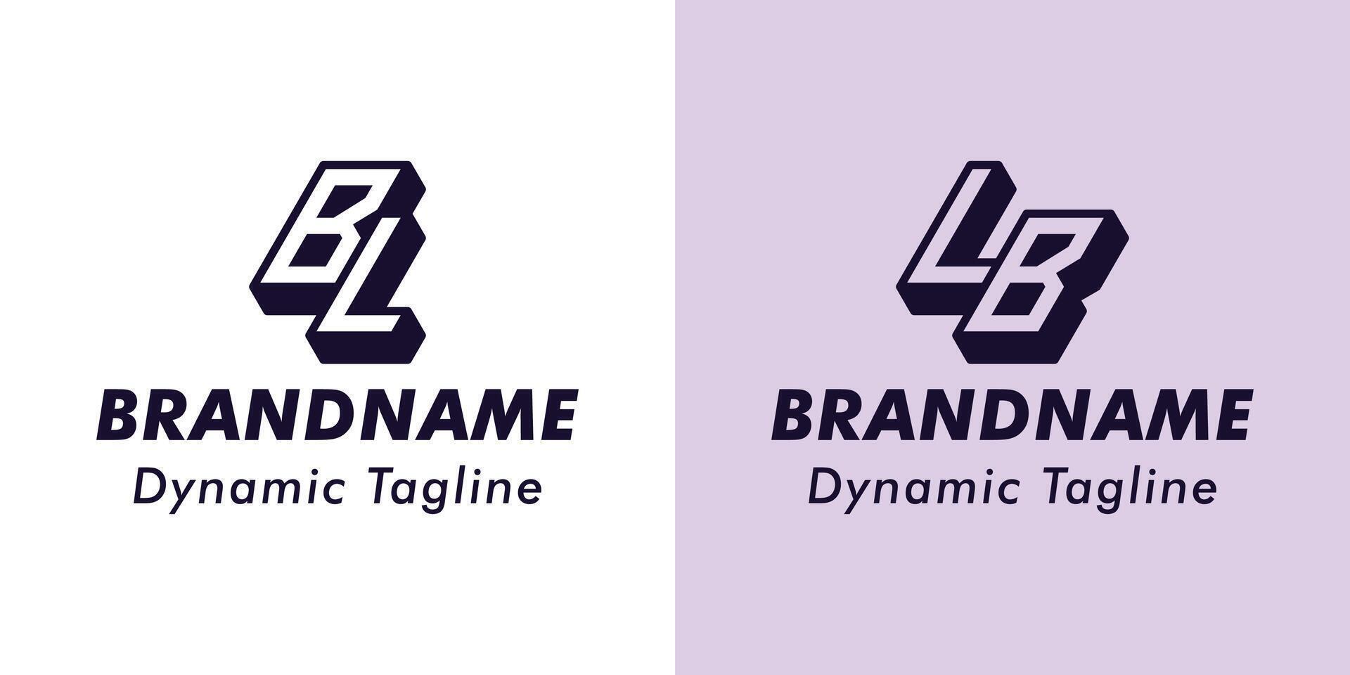lettere bl e libbre 3d monogramma logo, adatto per attività commerciale con bl o libbre iniziali vettore