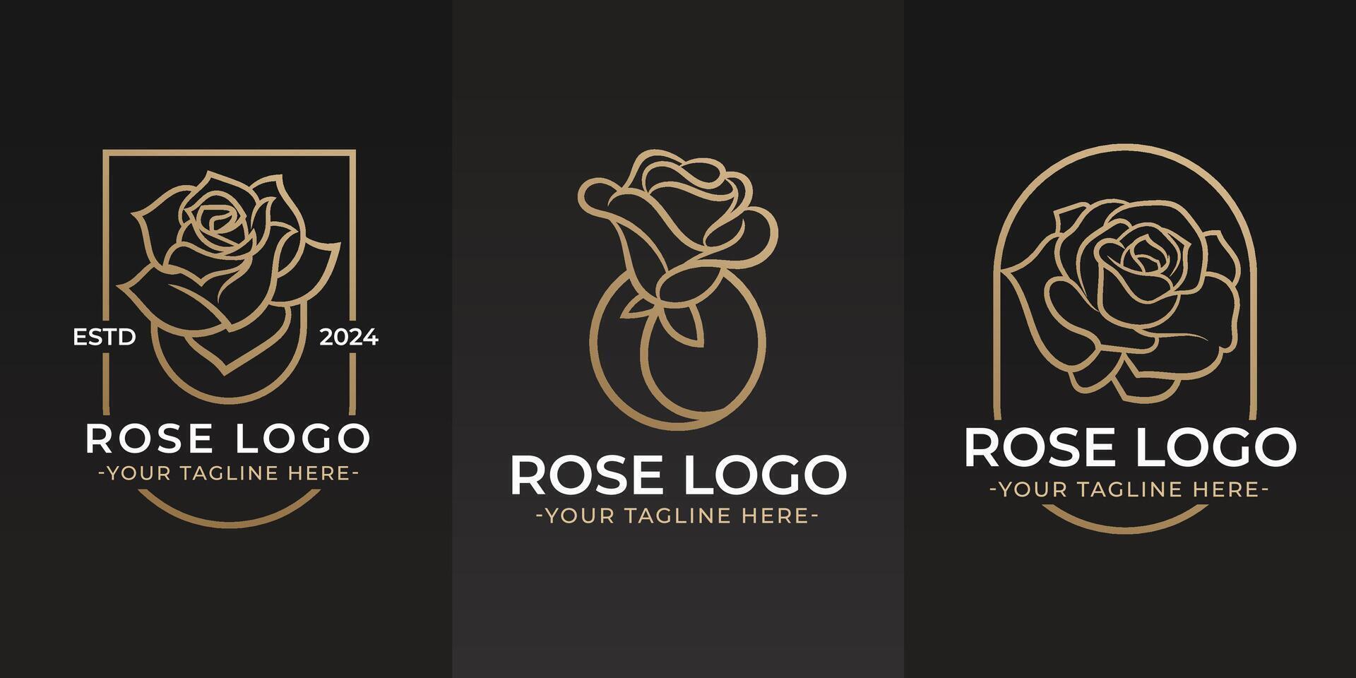 oro linea arte rosa bellezza logo vettore