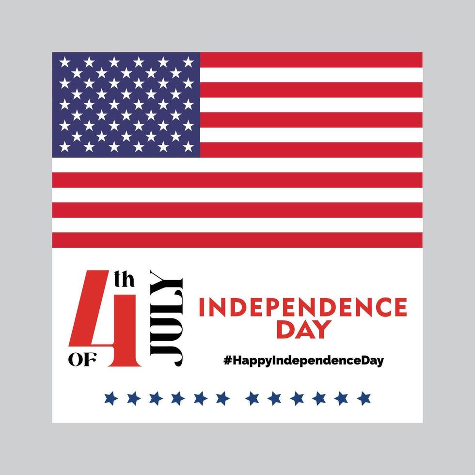 4 ° di luglio indipendenza giorno manifesto con americano bandiera e città orizzonte vettore illustrazione