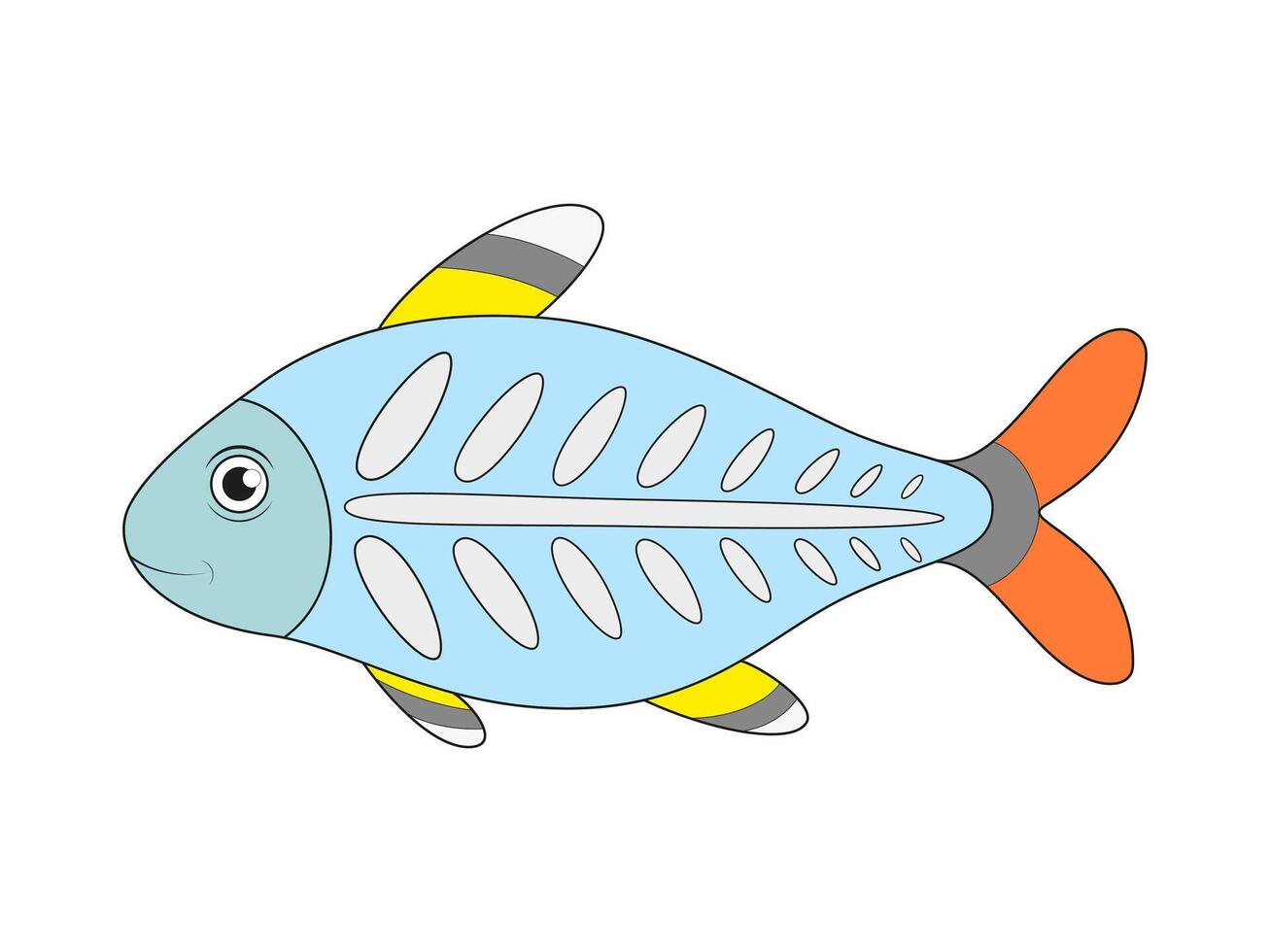 carino raggi X pesce cartone animato. vettore illustrazione.