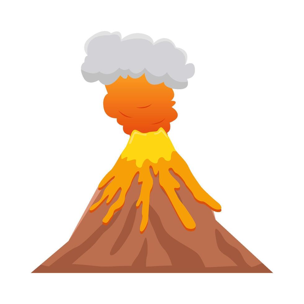 vulcano lava fuoco con Fumo illustrazione vettore