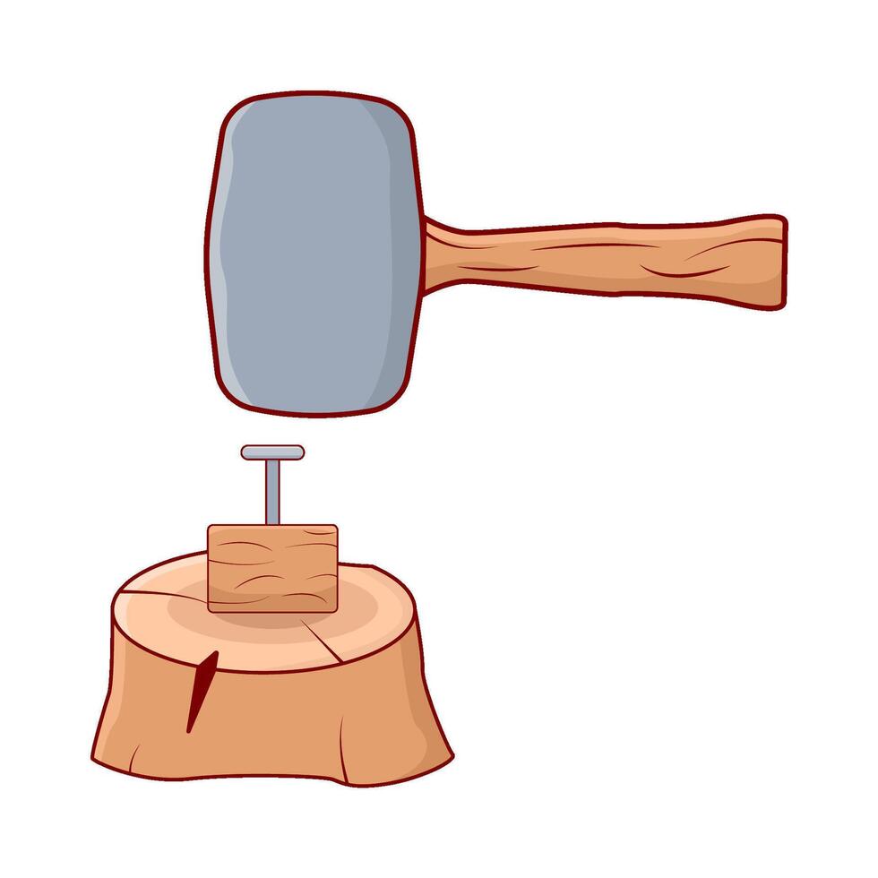 martello bussa Chiodi in legna illustrazione vettore