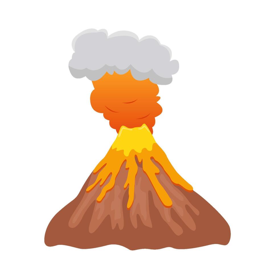 vulcano lava fuoco con Fumo illustrazione vettore