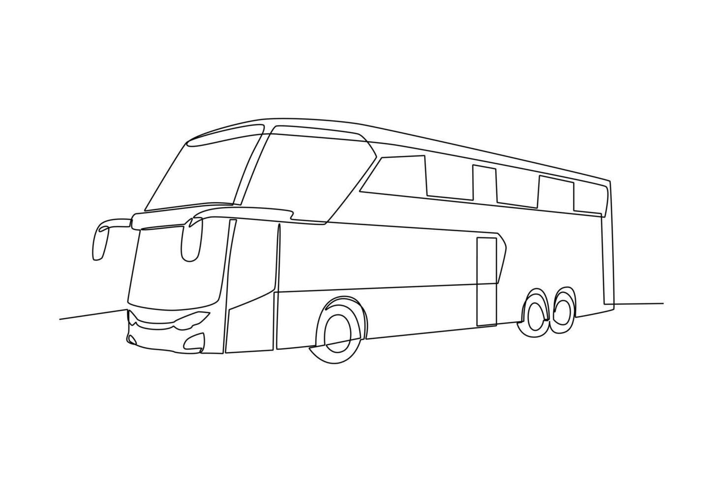 continuo uno linea disegno moderno autobus. terra mezzi di trasporto concetto. scarabocchio vettore illustrazione.