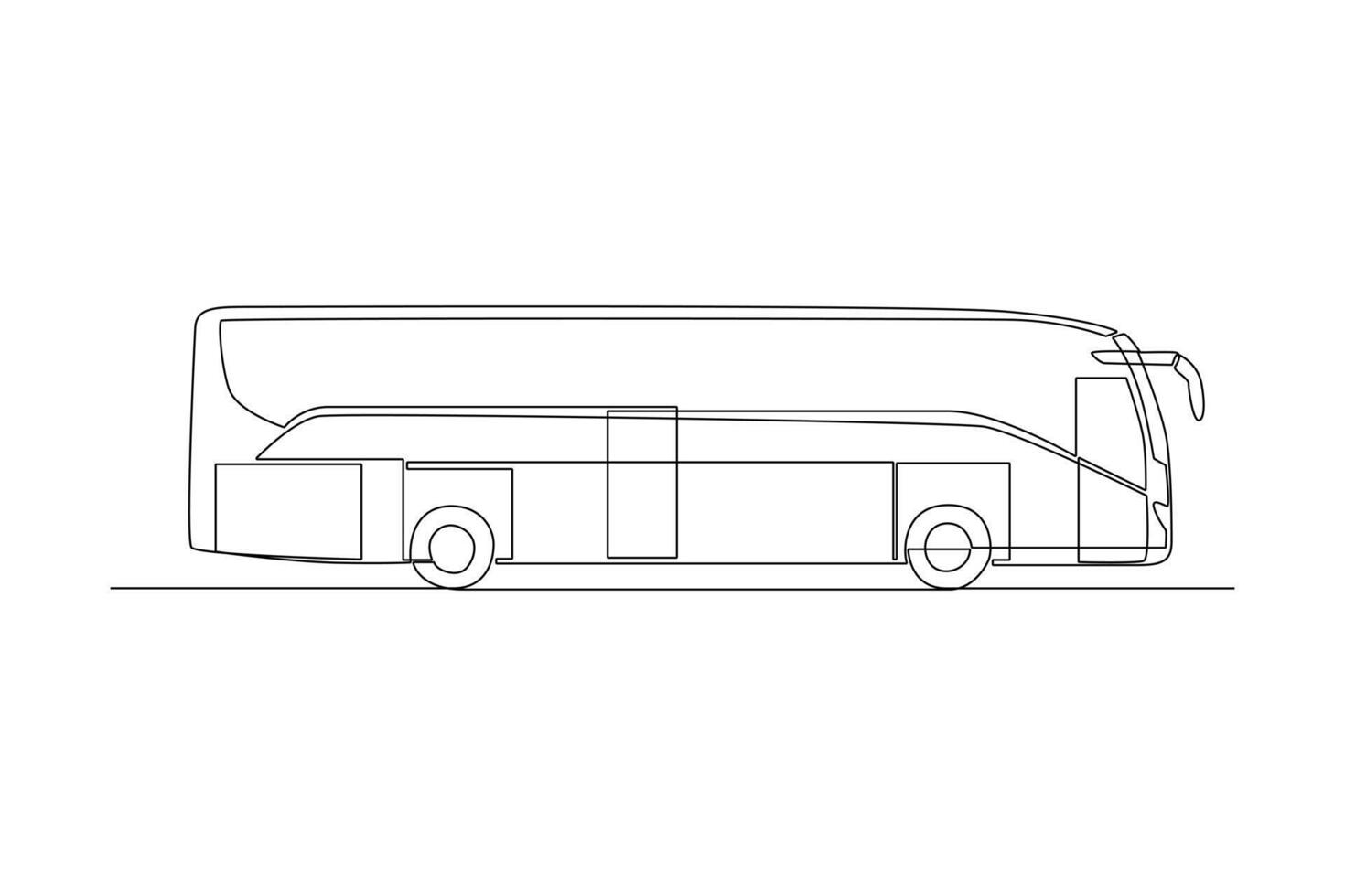 continuo uno linea disegno moderno autobus. terra mezzi di trasporto concetto. scarabocchio vettore illustrazione.