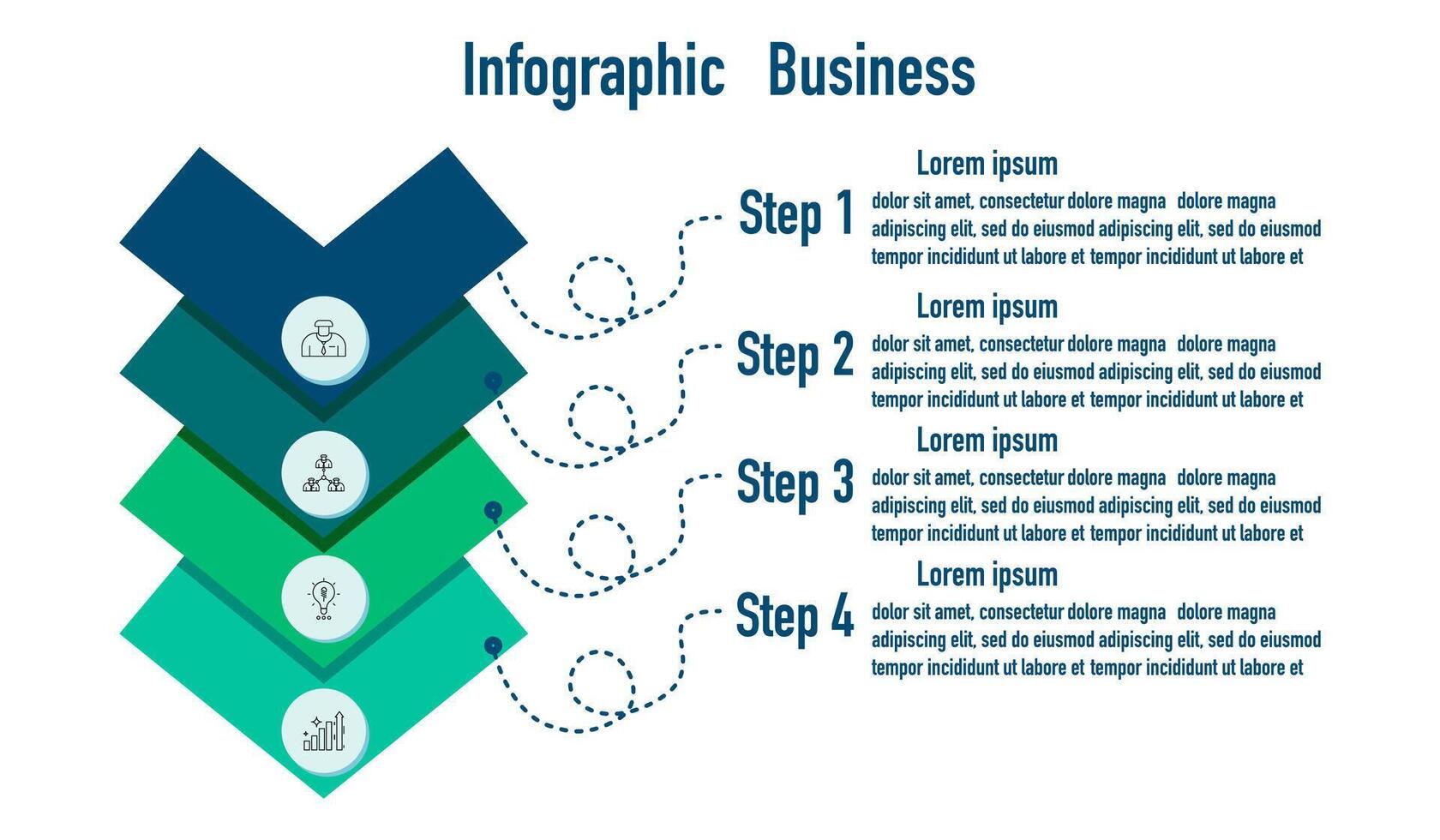 Infografica modello per attività commerciale informazione presentazione. vettore piazza e icona elementi. moderno flusso di lavoro diagrammi. rapporto Piano 4 temi