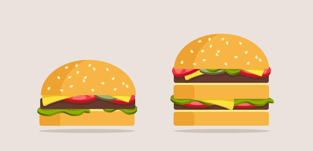 Set di hamburger. Stile cartone animato Illustrazione vettoriale