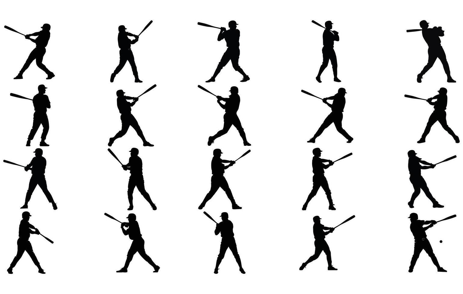 impostato di baseball Giocatori sagome di gli sport persone vettore, baseball giocatore vettore silhouette