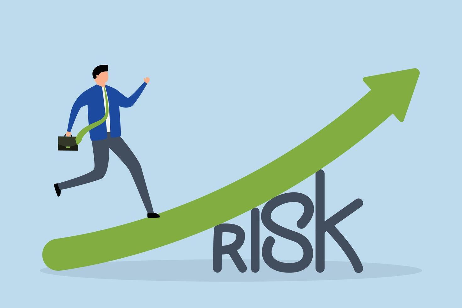 alto rischio alto ritorno azione mercato investimento, investitore passeggiando su sviluppare su azione pubblicizzare grafico al di sopra di il parola rischio. vettore
