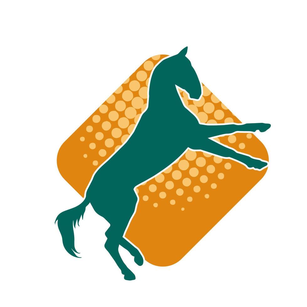 silhouette di un' cavallo in piedi su Due posteriore gambe. silhouette di un' stallone sollevamento davanti gambe. vettore