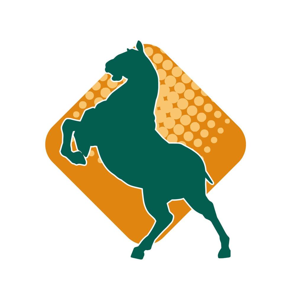 silhouette di un' cavallo in piedi su Due posteriore gambe. silhouette di un' stallone sollevamento davanti gambe. vettore