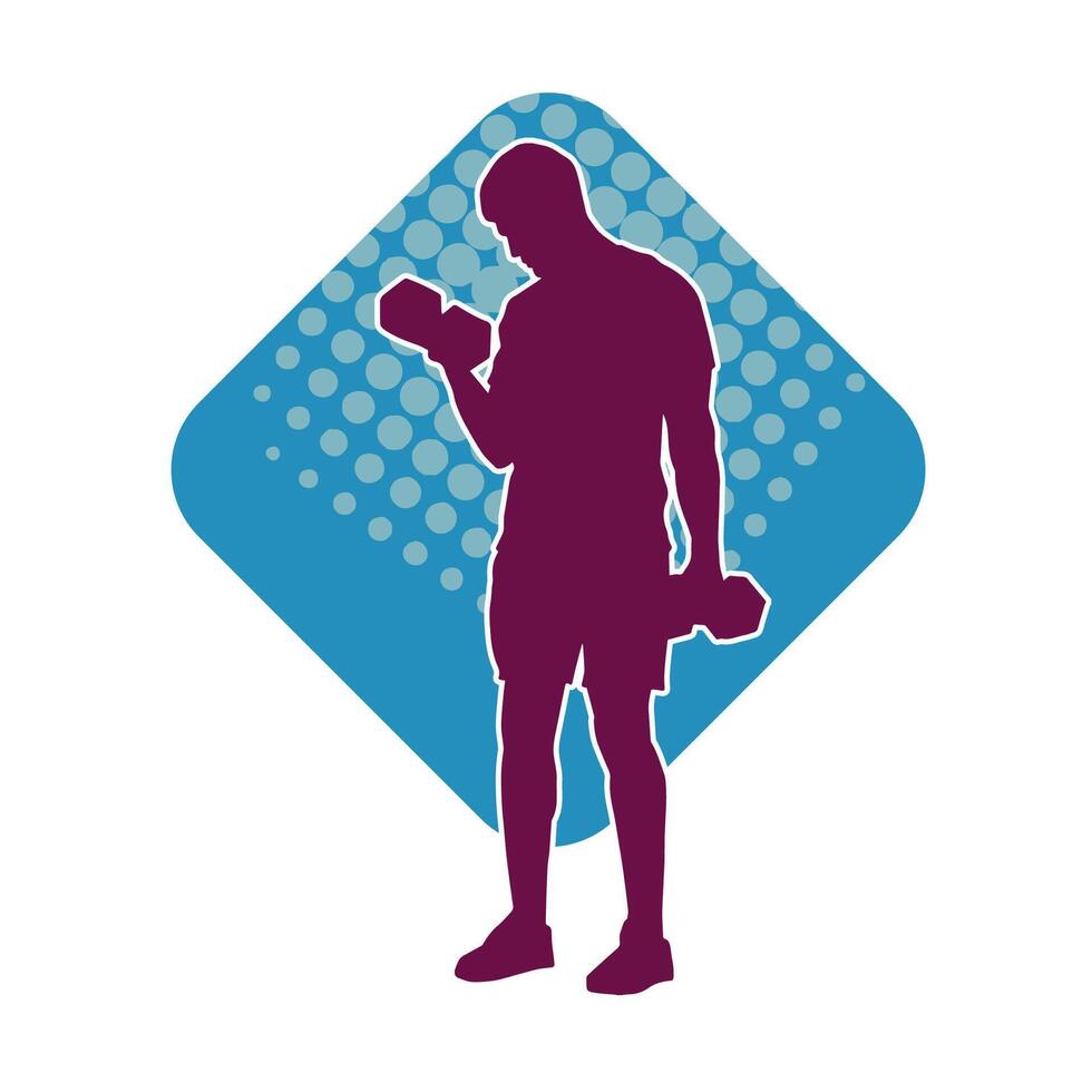 silhouette di un' muscolare maschio nel peso sollevamento posa a il palestra. silhouette di un' muscolare uomo nel allenarsi posa sollevamento bilanciere. vettore