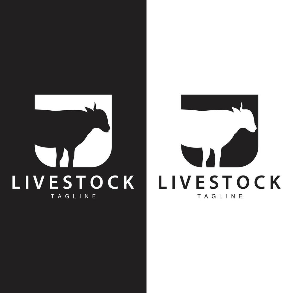 mucca logo, bestiame azienda agricola vettore, silhouette semplice minimalista design illustrazione, simbolo modello vettore