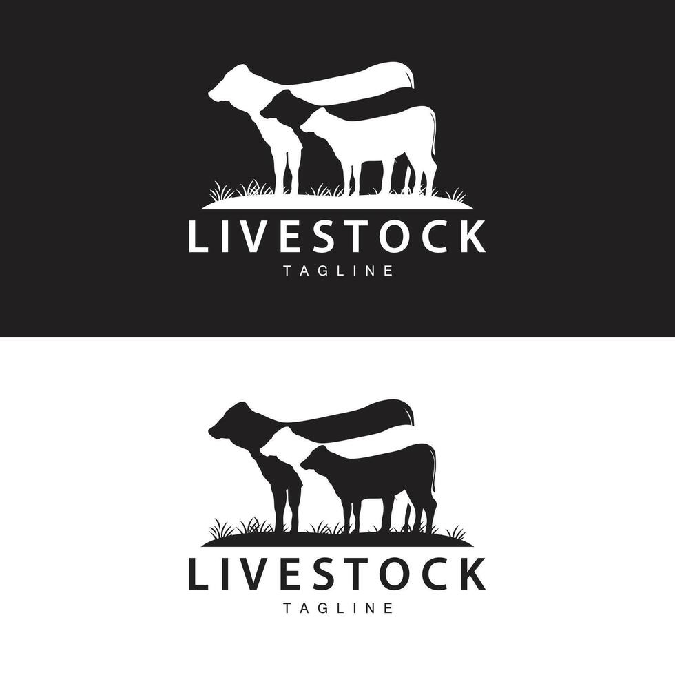 mucca logo, bestiame azienda agricola vettore, silhouette semplice minimalista design illustrazione, simbolo modello vettore