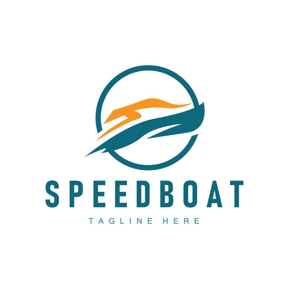 velocità barca logo disegno, illustrazione di un' gli sport barca modello, semplice moderno veloce barca marca vettore