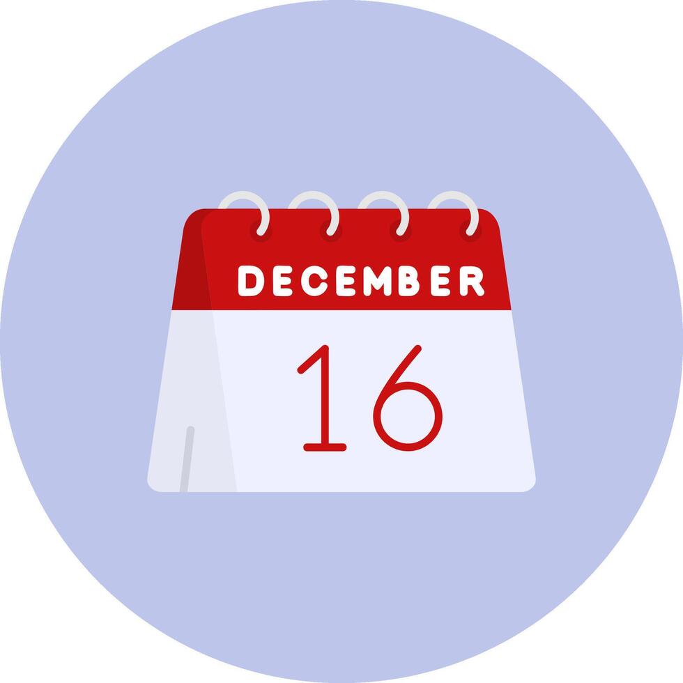 16 ° di dicembre piatto cerchio icona vettore