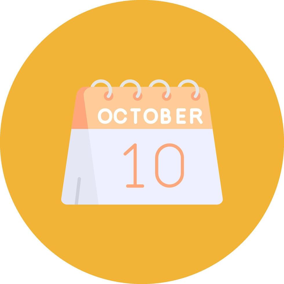 10 ° di ottobre piatto cerchio icona vettore