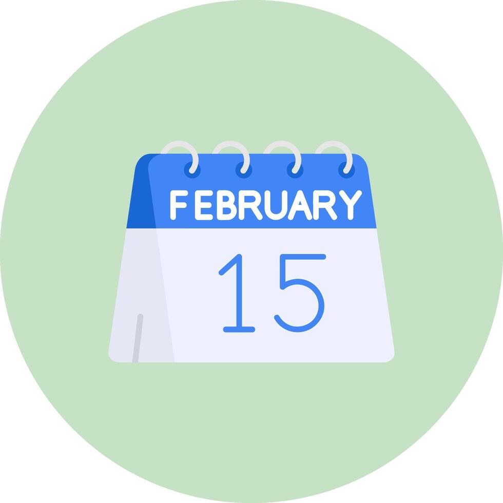 15 di febbraio piatto cerchio icona vettore