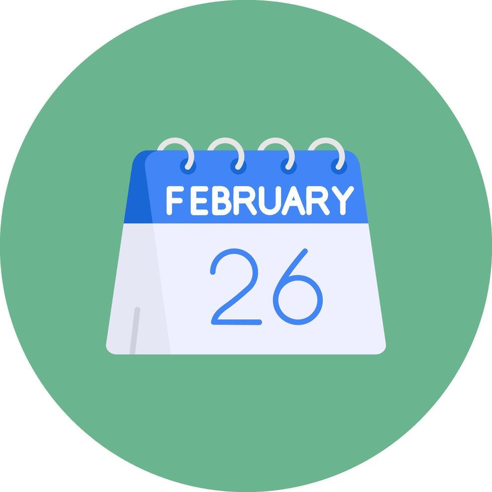 26th di febbraio piatto cerchio icona vettore