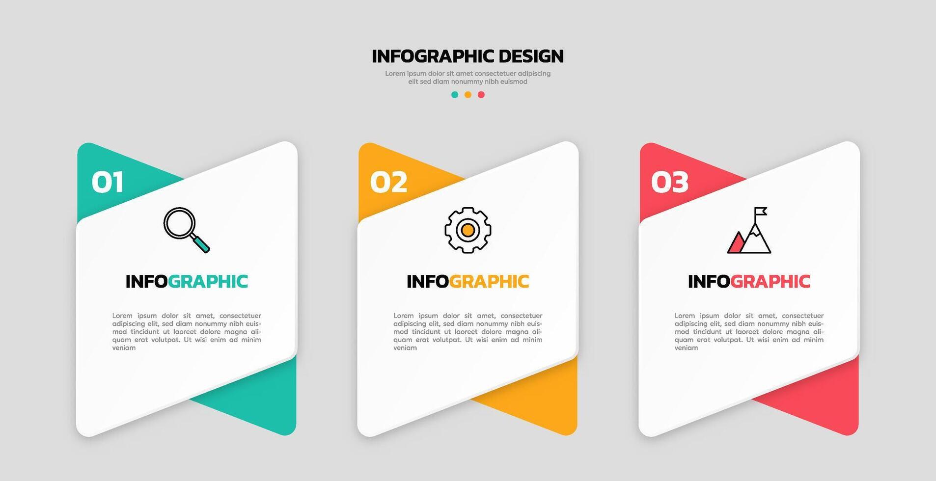 moderno attività commerciale Infografica modello con 3 opzioni o passaggi icone. vettore