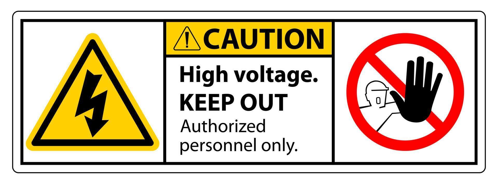 attenzione alta tensione tenere fuori segno isolare su sfondo bianco, illustrazione vettoriale eps.10