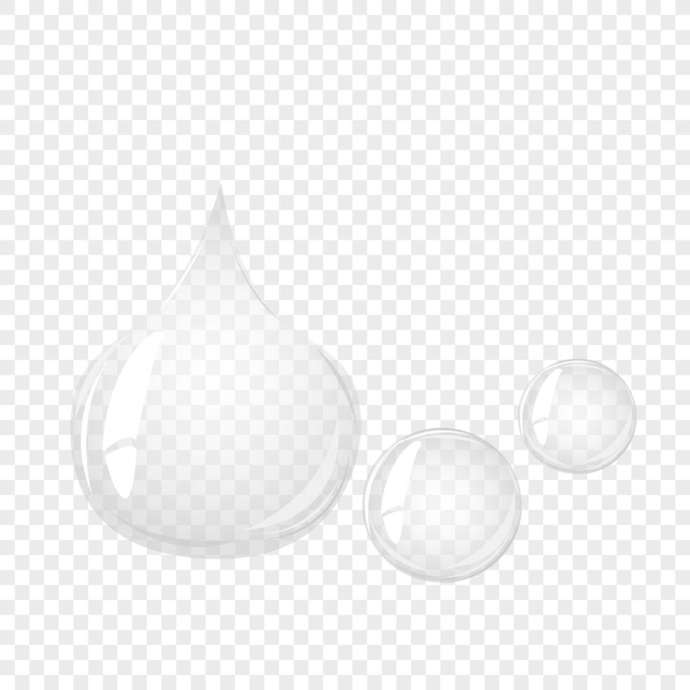 trasparente acqua bolla. sapone bolla, cristallo bicchiere sfera. bellezza Prodotto, umidità, cura della pelle trasparente bolle superiore Visualizza, spargimento spruzzi vettore