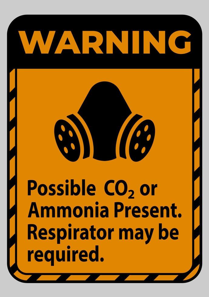 segnale di avvertimento dpi possibile presenza di co2 o ammoniaca, potrebbe essere necessario un respiratore vettore