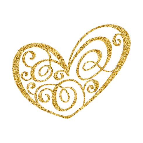 Calligrafia di cuore di vernice oro vettoriale su sfondo trasparente