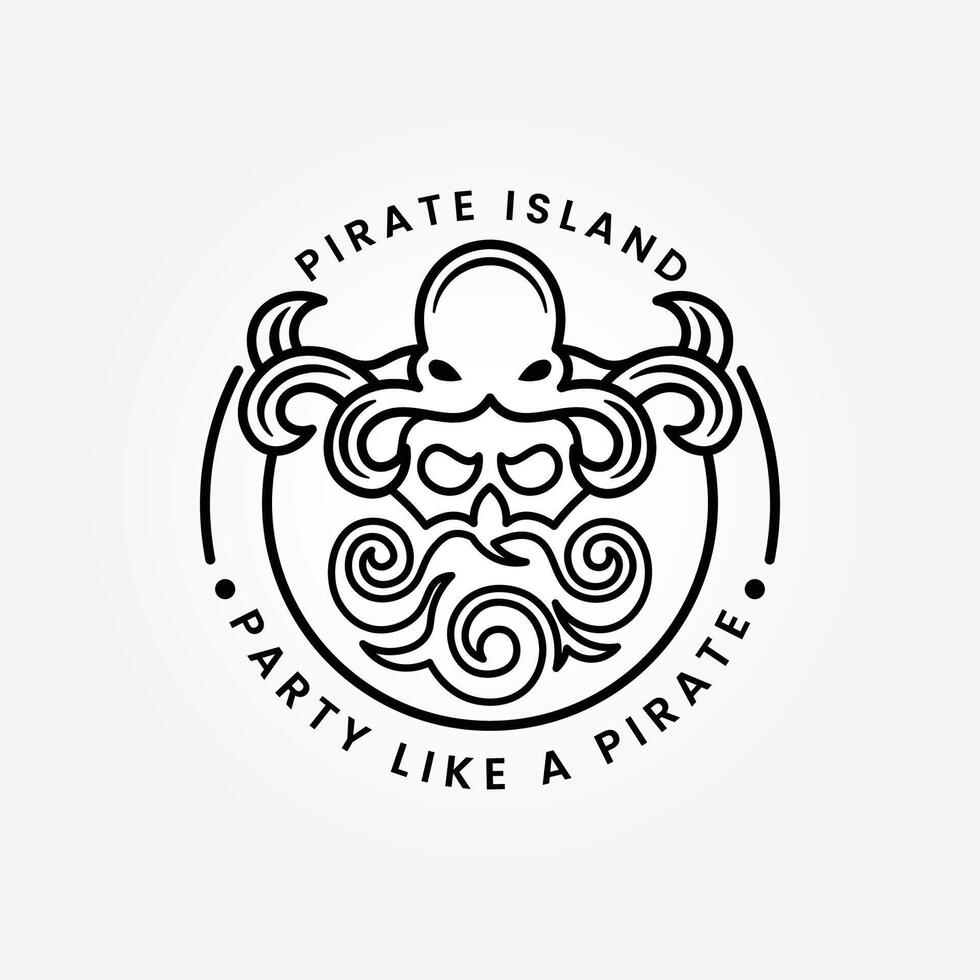 cranio pirati logo linea arte design vettore illustrazione