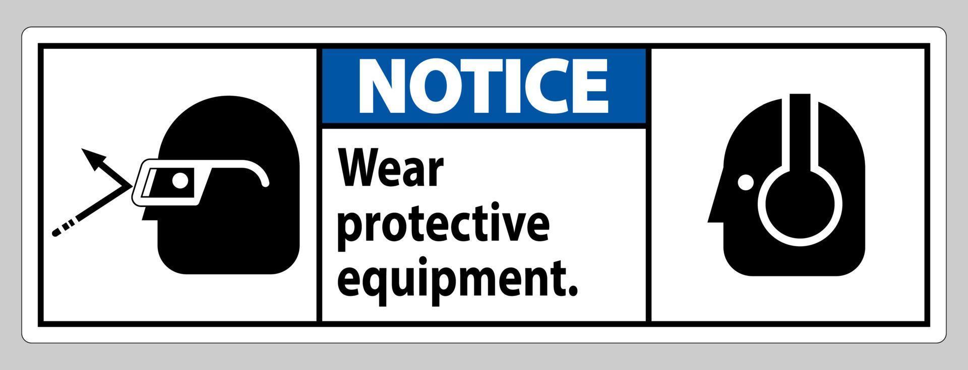 segno di avviso indossare dispositivi di protezione con occhiali e grafica di occhiali vettore