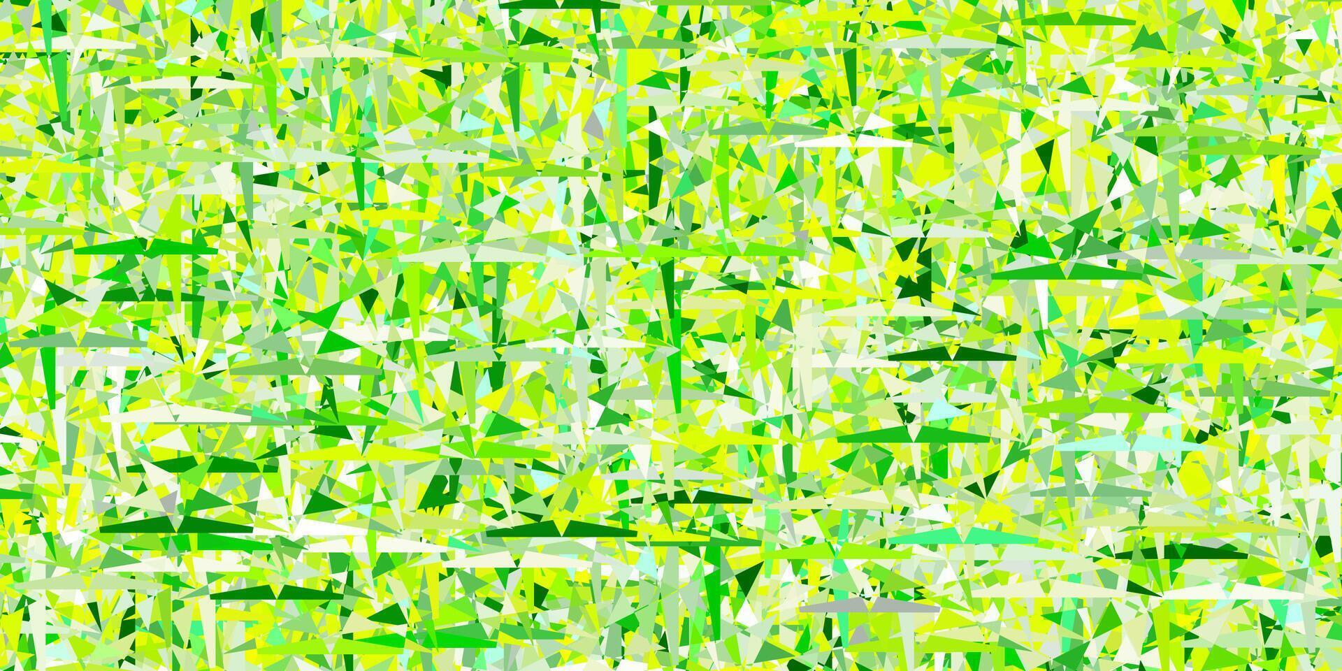 layout vettoriale verde chiaro, giallo con linee, triangoli.