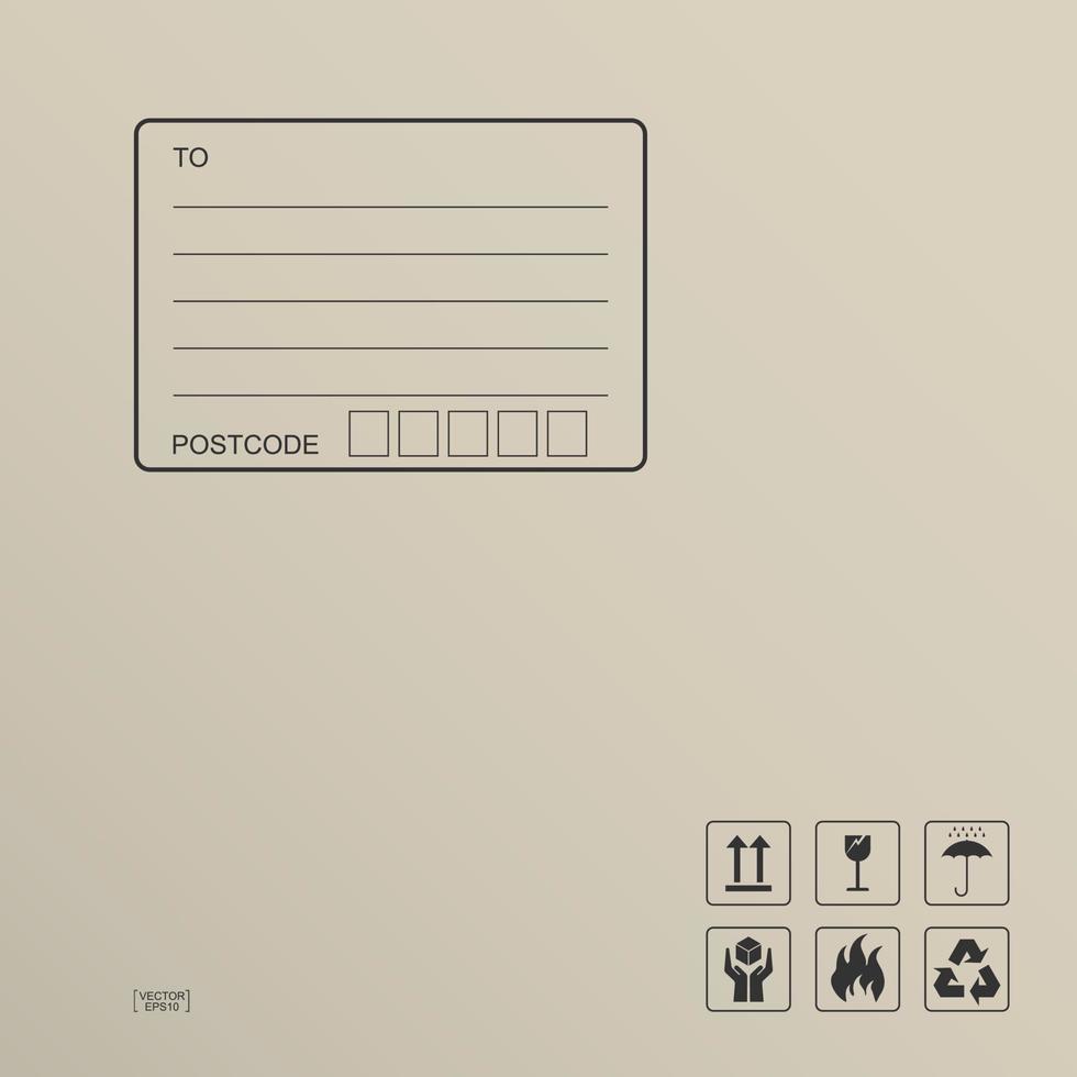 sfondo di carta da pacco con area per l'indirizzo di consegna. sfondo astratto per lo shopping online. vettore. vettore
