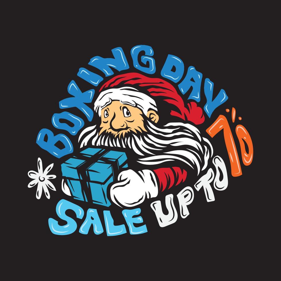 modello di banner di design disegnato a mano di vendita di boxing day di babbo natale vettore